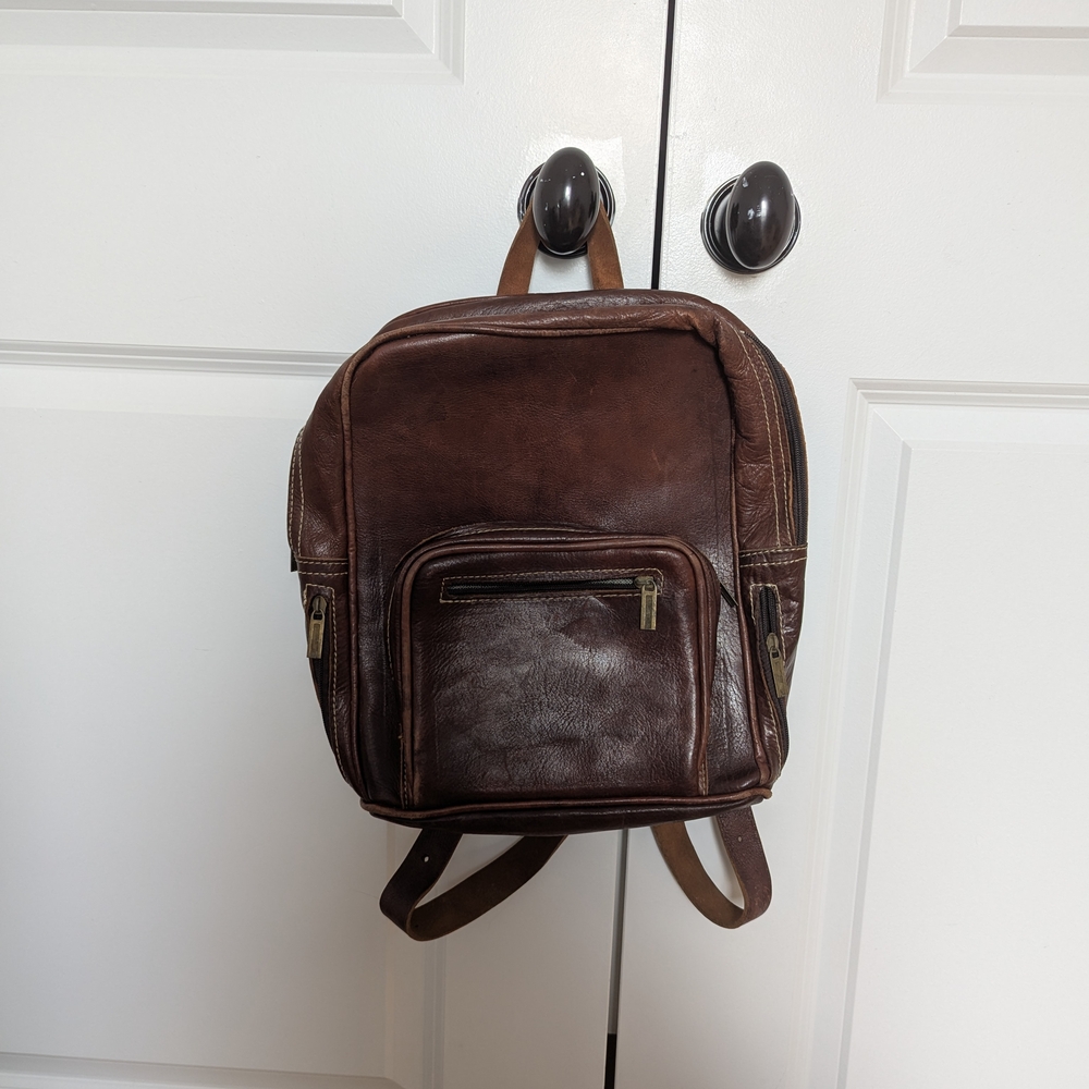 Brown Leather Backpack - image 1